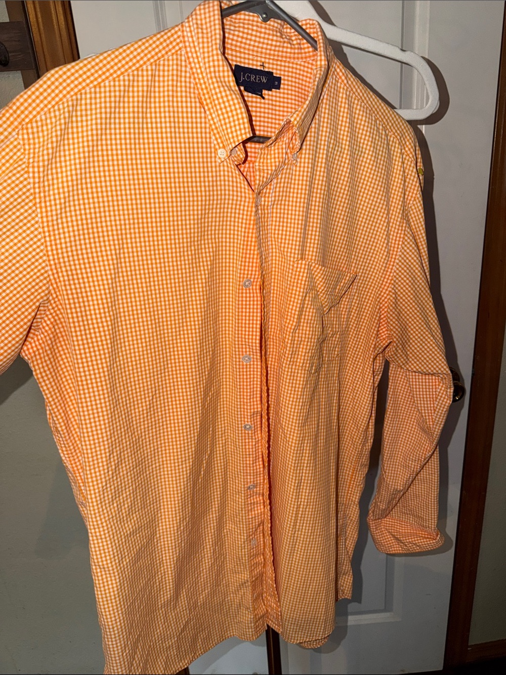 J. Crew Orange Gingham Button-Down Shirt